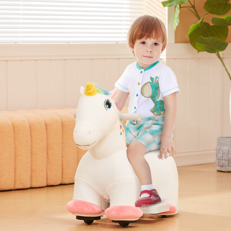 Qaba 6V Ride On Unicorn, Battery Powered Kids Electric Ride On Animal Toy With Music Forward, Pu Wheels, Foot Pedal For Girls Boys Aged 18 36 Months, White