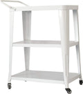 3 Tiered Metal Frame, Industrial Dining Cart With Swivel Wheels, White