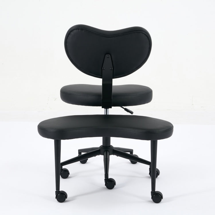 Meditation Chair Plus, Cross Legged Chair With Wheels, Adhd Chair, Criss Cross Desk Chair With Lumbar Support And Adjustable Stool, Flexible Design For Fidgety Sitters, Black Pu