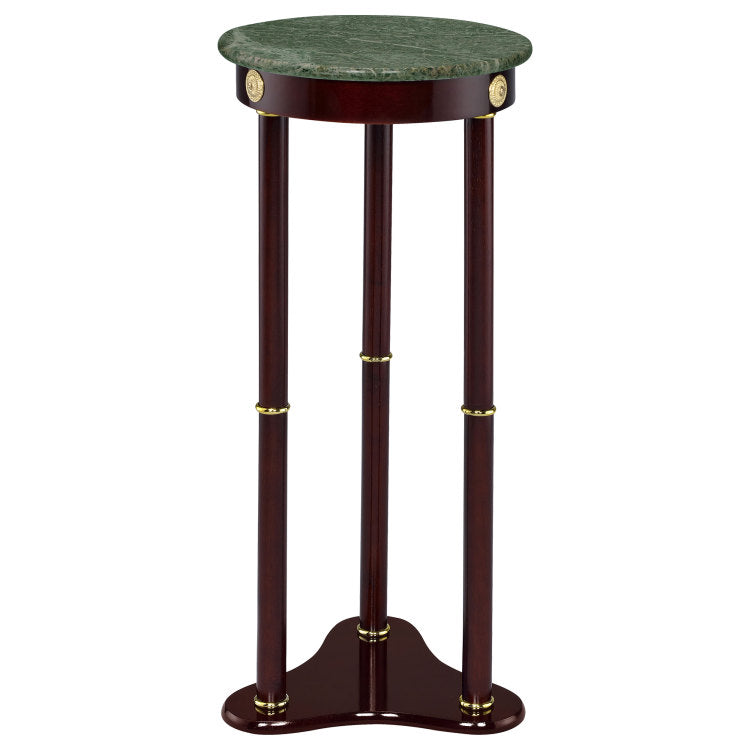 Elna Merlot And Green Accent Side Table With Round Top Plant Stand