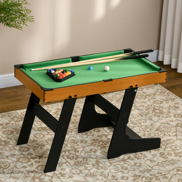 Soozier 38" Foldable Billiards Tabletop Game, Pool Table Set, Fun For The Whole Family With Easy Folding For Storage, Balls, Cues, Chalk, Brush For Game Room, Man Cave