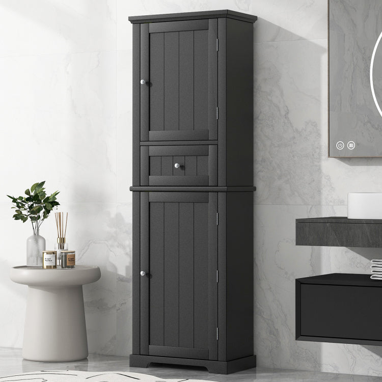 Tall Bathroom Storage Cabinet, Freestanding Storage Cabinet With Drawer And Adjustable Shelf, Mdf Board With Painted Finish, Black Old Sku:Wf312727Aab