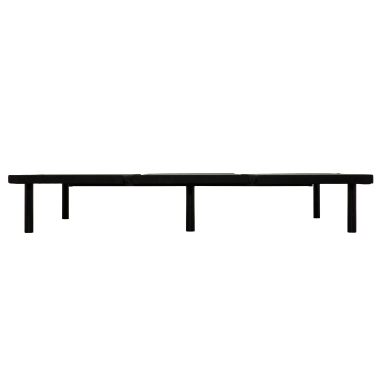 Upholstered Queen Size Platform Bed Frame For Bedrooms, Guest Rooms, Apartments, Dorms, Space Saving, Black