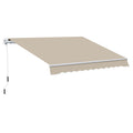Outsunny 13' X 8' Retractable Awning, Patio Awnings, Sunshade Shelter W Manual Crank Handle, Uv & Water Resistant Fabric And Aluminum Frame For Deck, Balcony, Yard, Beige