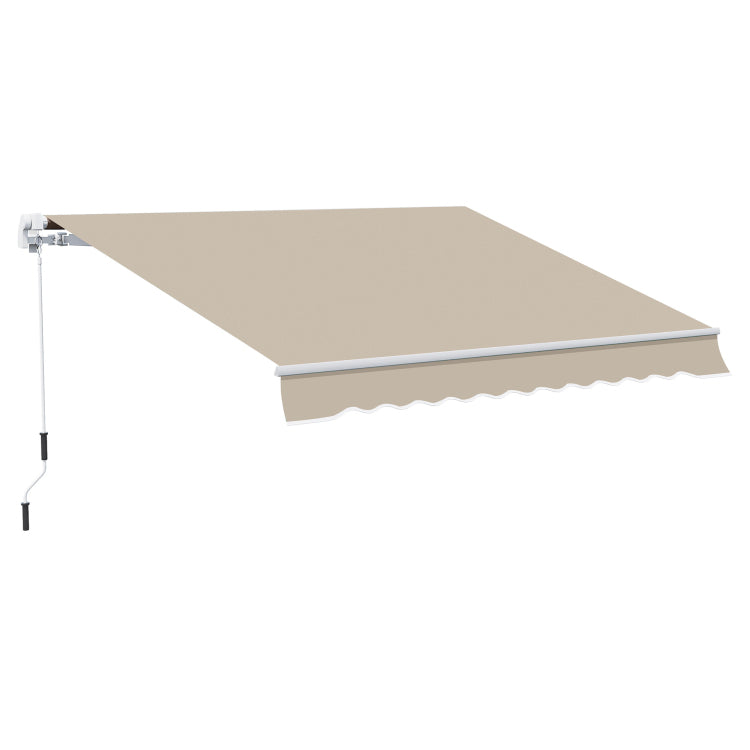 Outsunny 13' X 8' Retractable Awning, Patio Awnings, Sunshade Shelter W Manual Crank Handle, Uv & Water Resistant Fabric And Aluminum Frame For Deck, Balcony, Yard, Beige