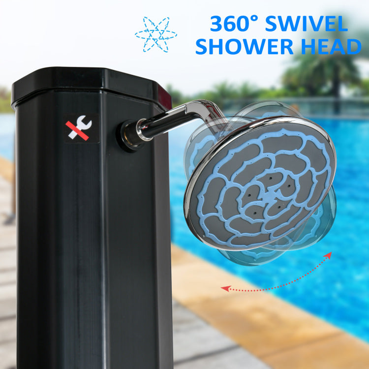 Outsunny 7Ft Outdoor Solar Heated Shower With 360 Rotating Shower Head, Foot Shower Faucet, Temperature And Pressure Adjustable, Holds 9.2 Gallons For Backyard Pool