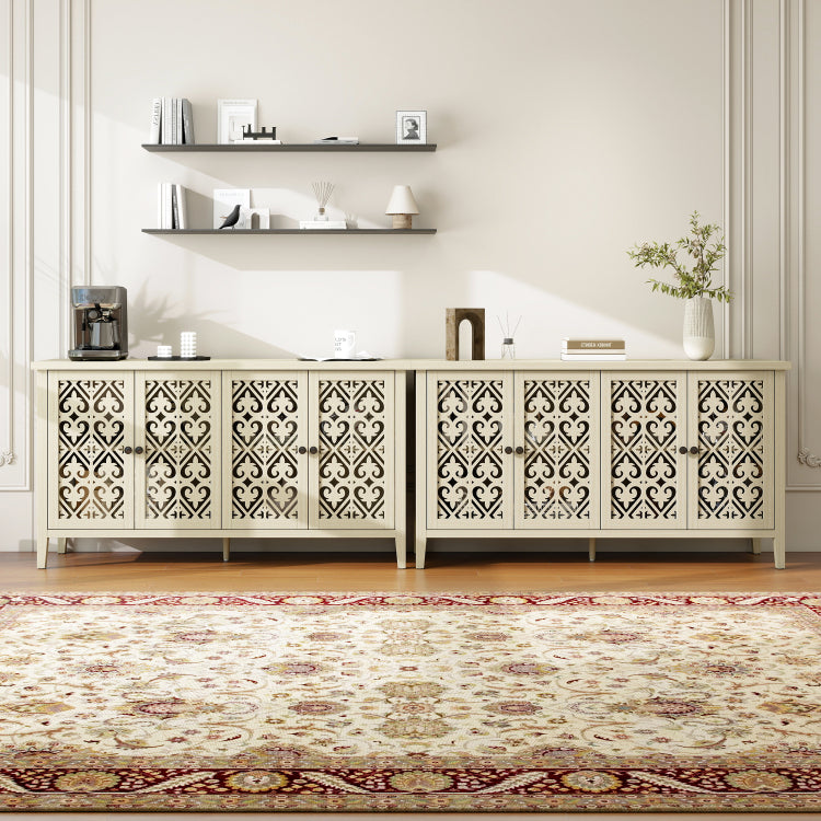 Hollowed Out Cabinet With 4 Doors, American Furniture, Suitable For Bedroom, Living Room, Study