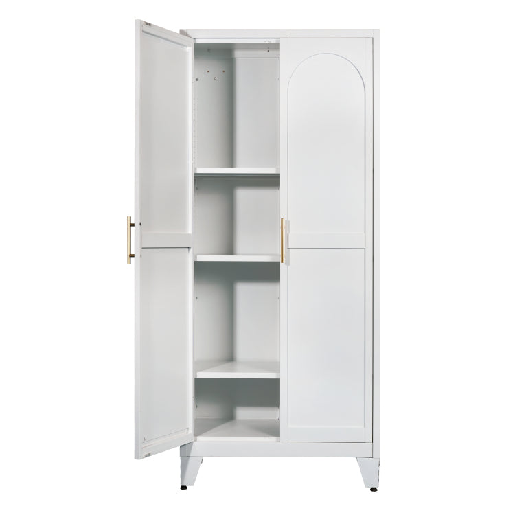 71'' 2 Shapely Doors Cabinet, Metal Storage Cabinet With Doors And Adjustable Shelves, For Bedroom, Living Room, Kitchen White