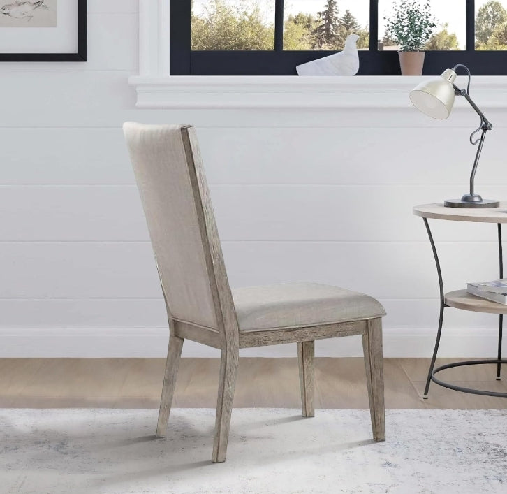 Rocky Fabric & Gray Oak Finish Side Chair Set Of 2