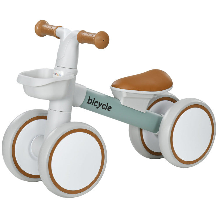 Qaba Balance Bike For Toddlers 1 3 Years, Baby Balance Bike With Adjustable Seat, Silent Wheels, No Pedal Bike For Boys And Girls, Green