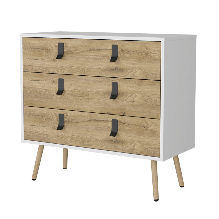 Kimball 3 Drawer Dresser, Modern Chic Storage With Wooden Legs