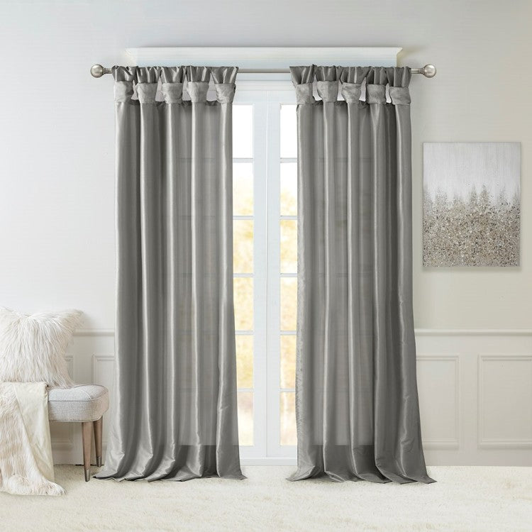Twist Tab Lined Window Curtain Panel Charcoal 50X84"