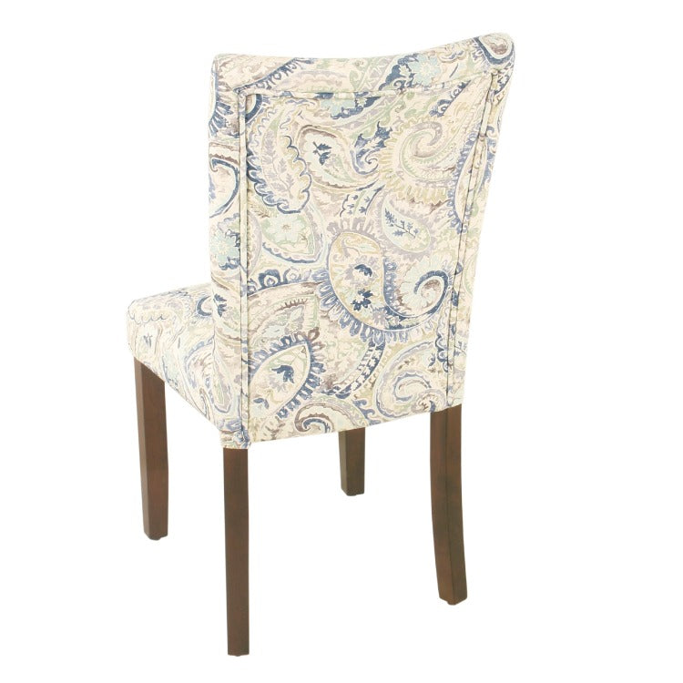 Jax Parsons Dining Chair Set Of 2, Cream Blue Velvet Paisley Print