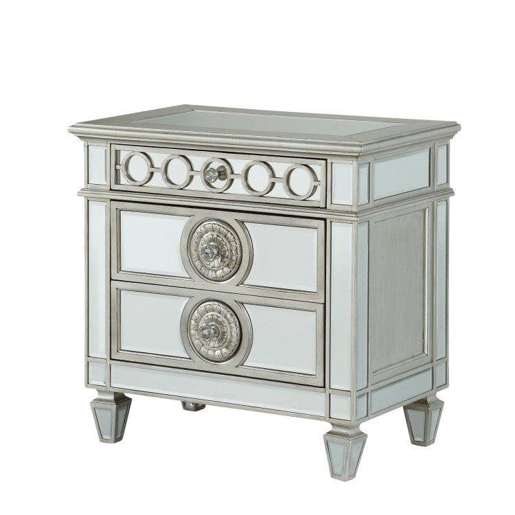 Glam Luxury Bedroom Mirrored Finish Nightstand With 2 Drawers Wooden Furniture 1Pc