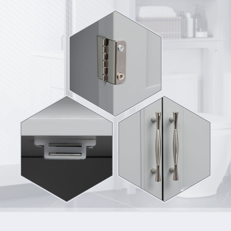 Kleankin Modern Over The Toilet Storage Cabinet, Double Door Bathroom Organizer With Inner Adjustable Shelf And Open Shelf, Grey