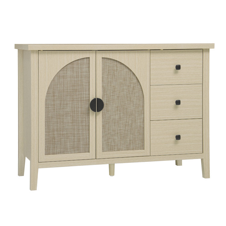 Rattan 2 Door 3 Drawer Cabinet, Suitable For Bedroom, Living Room, Study