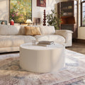 Light Sintered Stone Top Cylinder Shape Leather Coffee Modern Sofa Table For Living Room Furniture Each Tabletop Has A Unique Gold Pattern