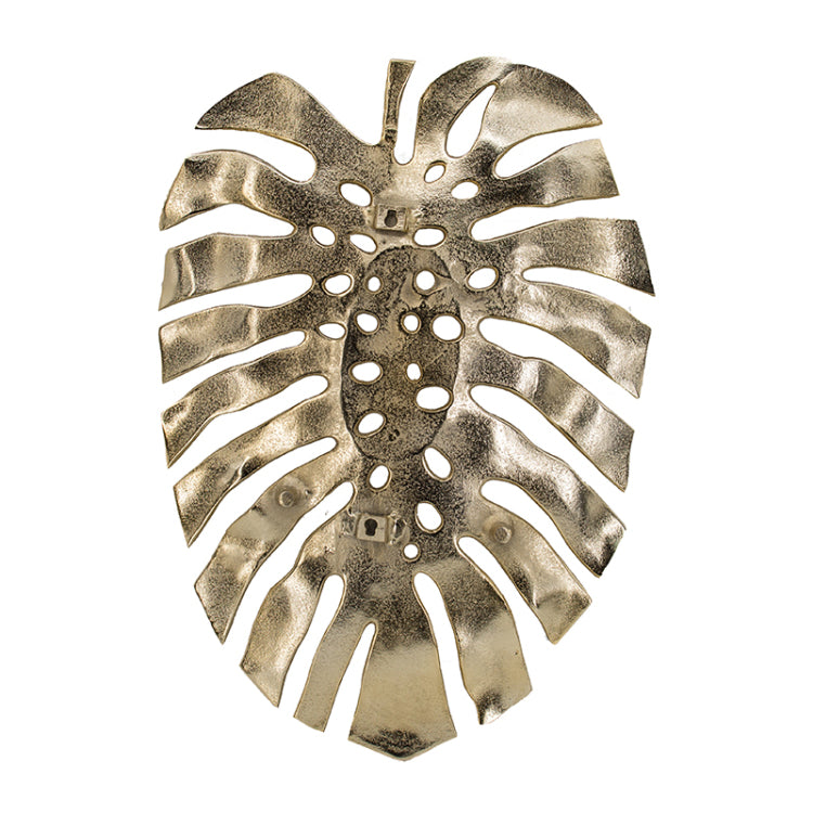 24.8X17.3X2" Gold Monstera Leaf Wall D Cor