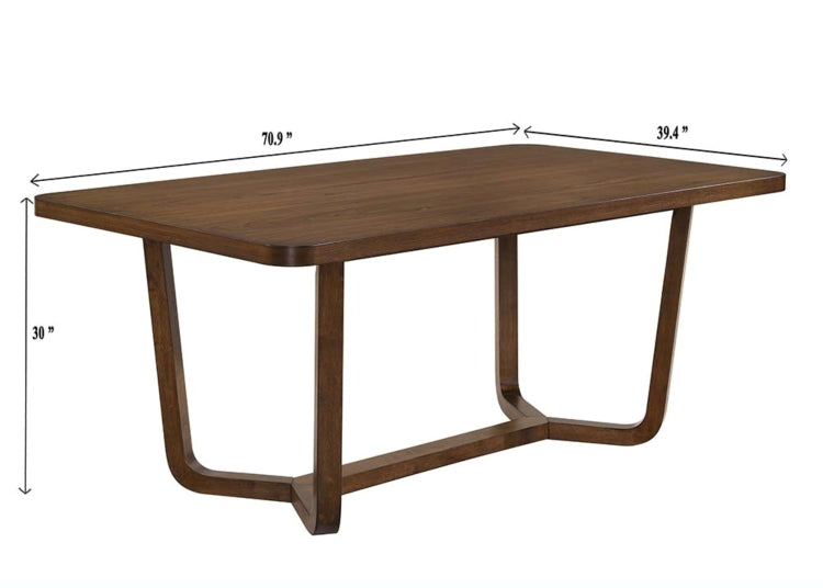 Mid Century Modern 1Pc Table Warm Wood Finish Unique Sculptural Base Wooden Dining Room Furniture