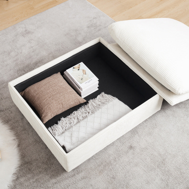 Corduroy Fabric Ottomans Footrest To Combine With 2 Seater Sofa, 3 Seater Sofa And 4 Seater Sofa, Beige Corduroy