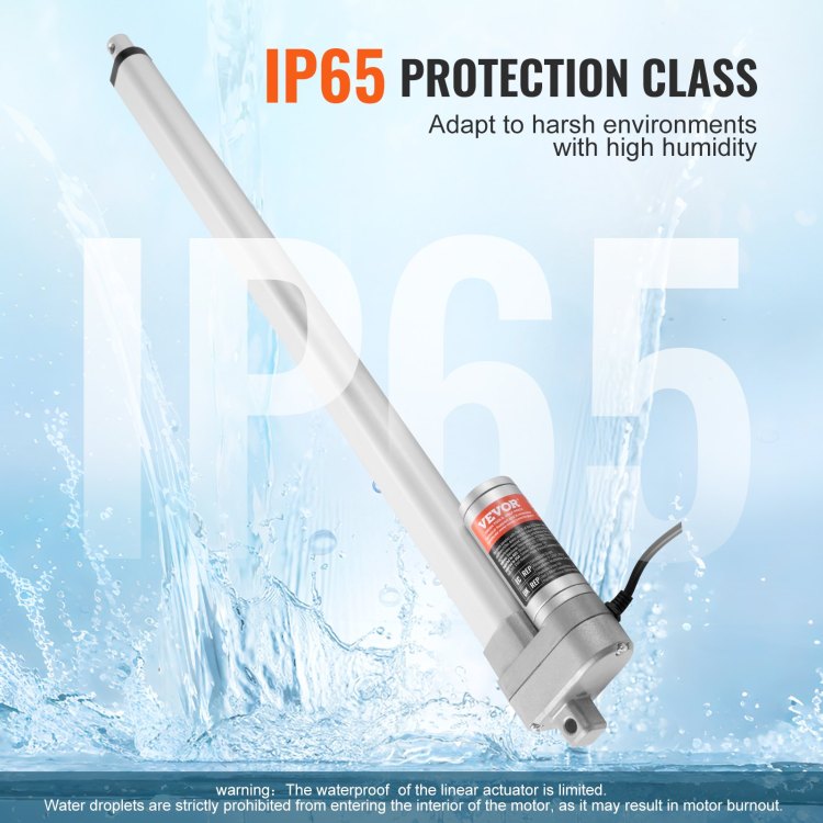 Linear Actuator 12V, 20 Inch Waterproof Ip65 Linear Actuator, 660Lbs 3000N 0.19" S Linear Motion Actuator With Mounting Bracket