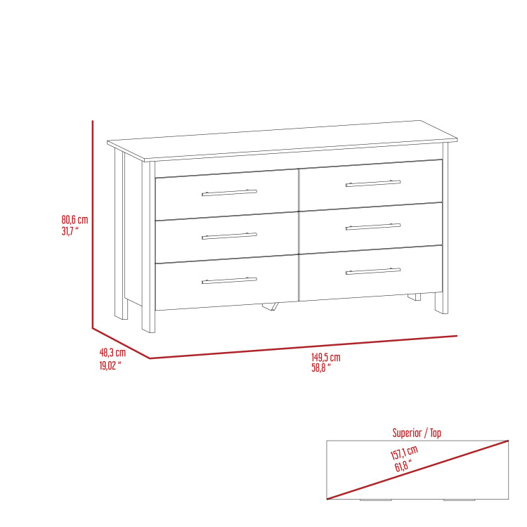 Luxor Six Drawer Double Dresser