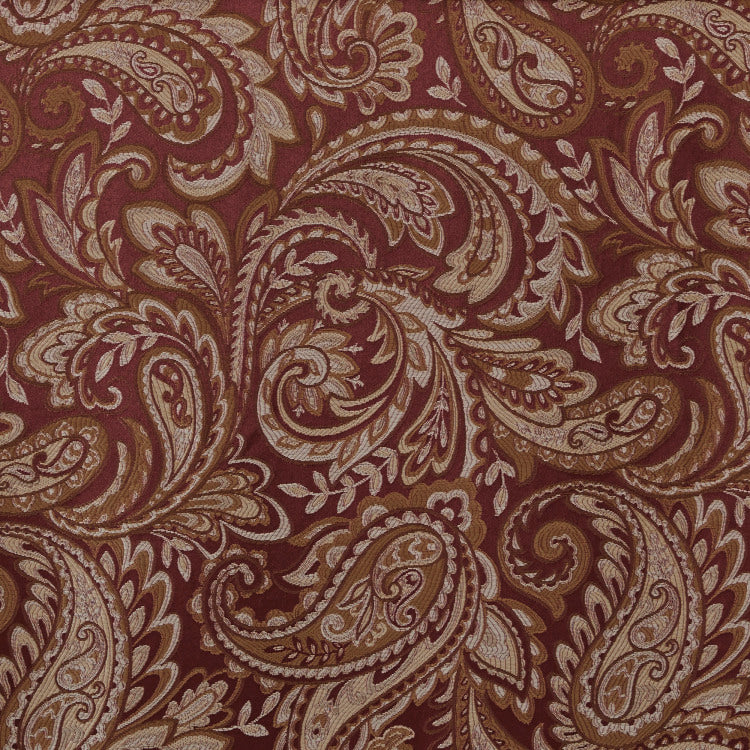 Jacquard Window Rod Pocket Valance With Beads Burgundy 50X18"