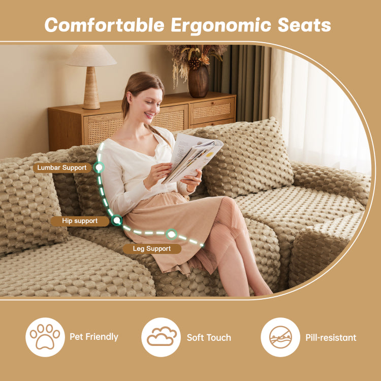 82" Modern Modular Sectional Sofa For Living Room,Flannelette Fabric,Highly Textured,Oversized 2 Seater Couch With Deep Seat,Buckle Connection,Anti Slip Design,No Assembly,Boneless Sofa,Light Camel