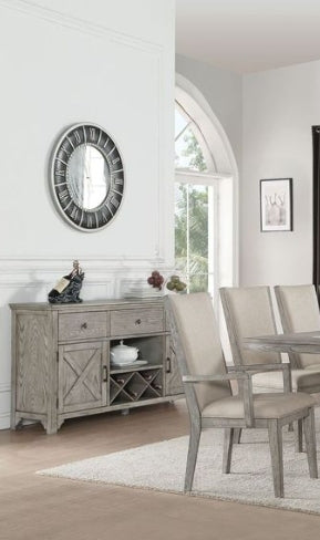 Rocky Fabric & Gray Oak Finish Side Chair Set Of 2