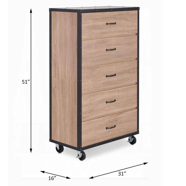 Weathered Light Oak 5 Drawer Chest