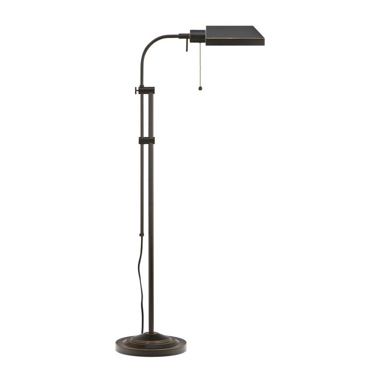 Metal Rectangular Floor Lamp With Adjustable Pole, Dark Bronze