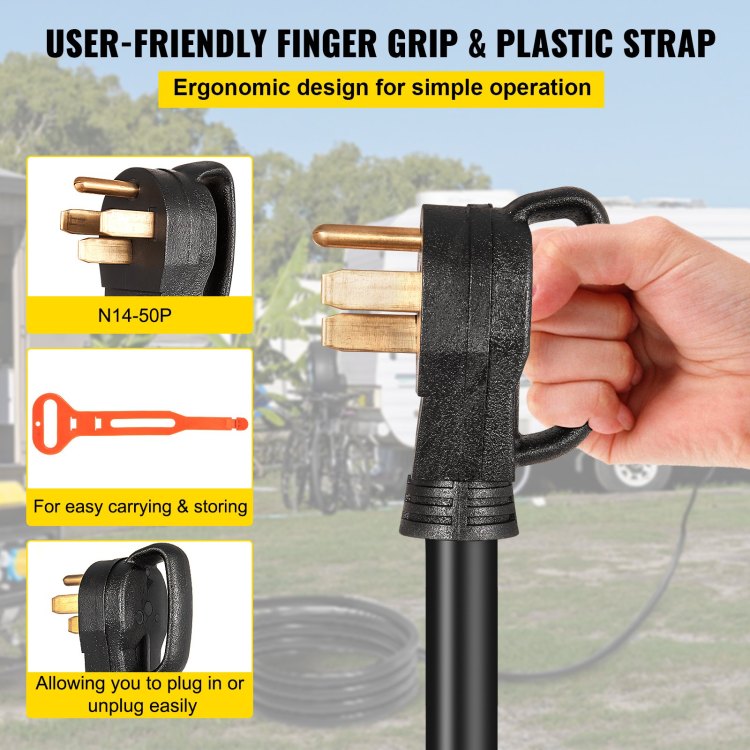75Ft 50 Amp Generator Extension Cord 6Awg 3C 8Awg 1C Generator Cord 125V 250V Generator Power Cord N14 50P & Ss2 50R & Cs6364 Twist Lock Connectors