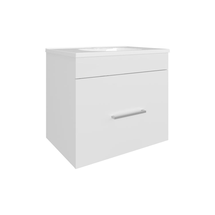 One Door Batroom Vanity Hatta, Two Drawers And Open Shelf, Includes Hardware, White