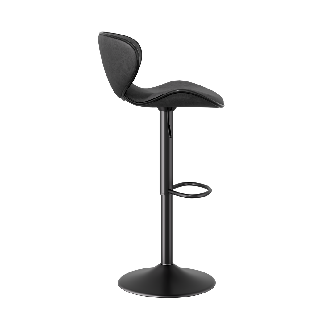 Bar Stools Set Of 2, Faux Leather Bar Stools With Back, Chic Swivel Counter Stools With Footrest, Adjustable Kitchen Stools For Kitchen And Bars, Black