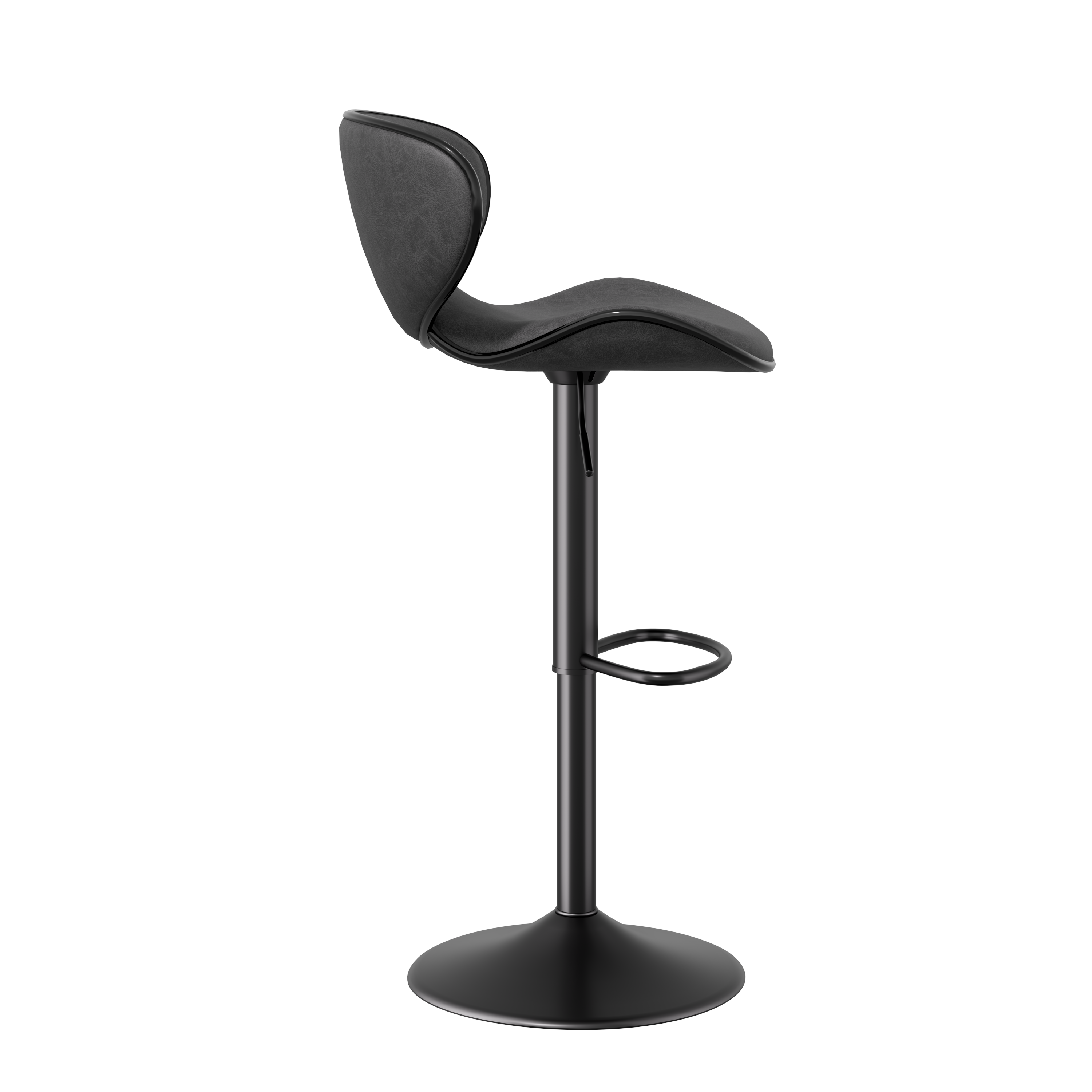 Bar Stools Set Of 2, Faux Leather Bar Stools With Back, Chic Swivel Counter Stools With Footrest, Adjustable Kitchen Stools For Kitchen And Bars, Black