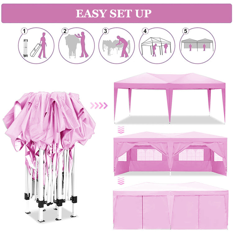 10'X20' Folding Canopy With 6 Removable Sidewalls Outdoor Event Shelter Upf 50 Gazebo Portable Tents For Parties Beach Camping Wedding Ez Pop Up Canopy With Carry Bag Old Sku: W2185P191601