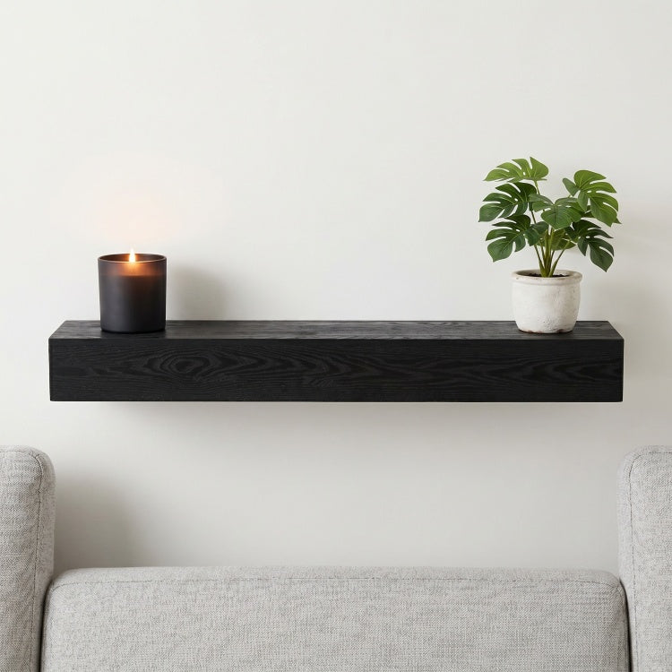 48'' Embossed Fireplace Mantel Western Red Cedar Wall Mounted & Floating Shelf For Home Decor