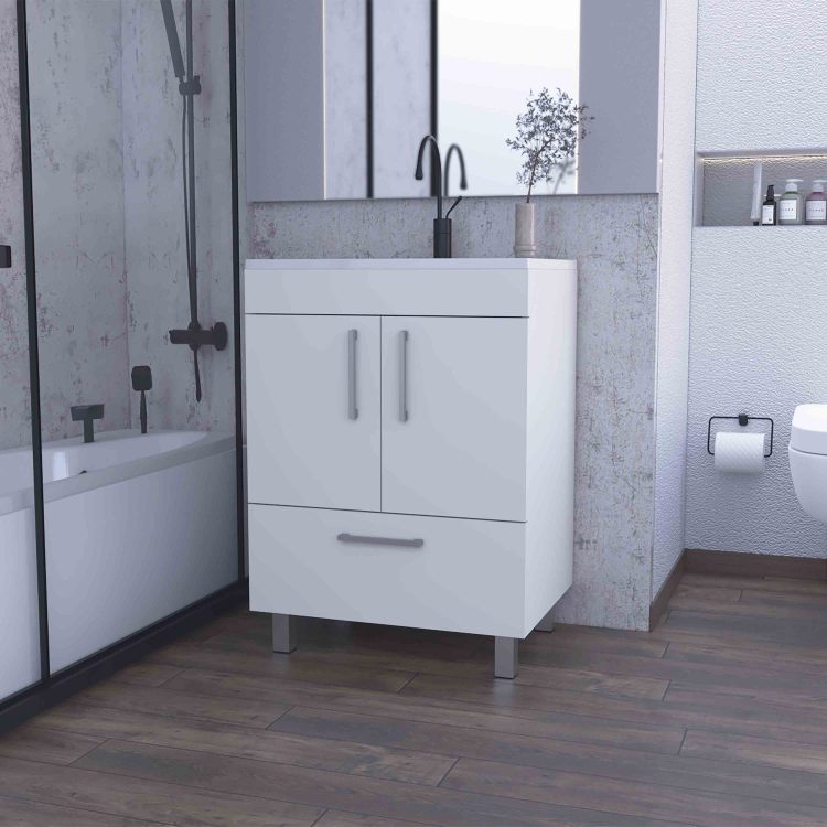 Othello Single Bathroom Vanity, Double Door Cabinet,One Drawer