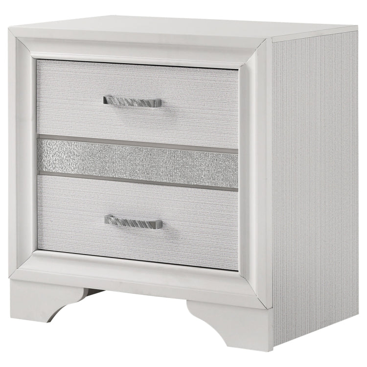 White 2 Drawer Nightstand With Hidden Jewelry Tray