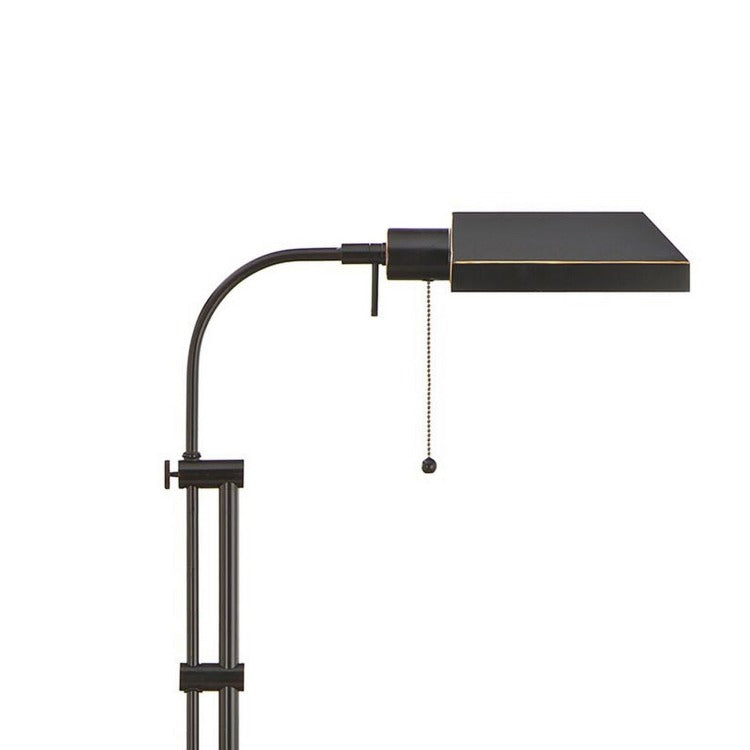Metal Rectangular Floor Lamp With Adjustable Pole, Dark Bronze