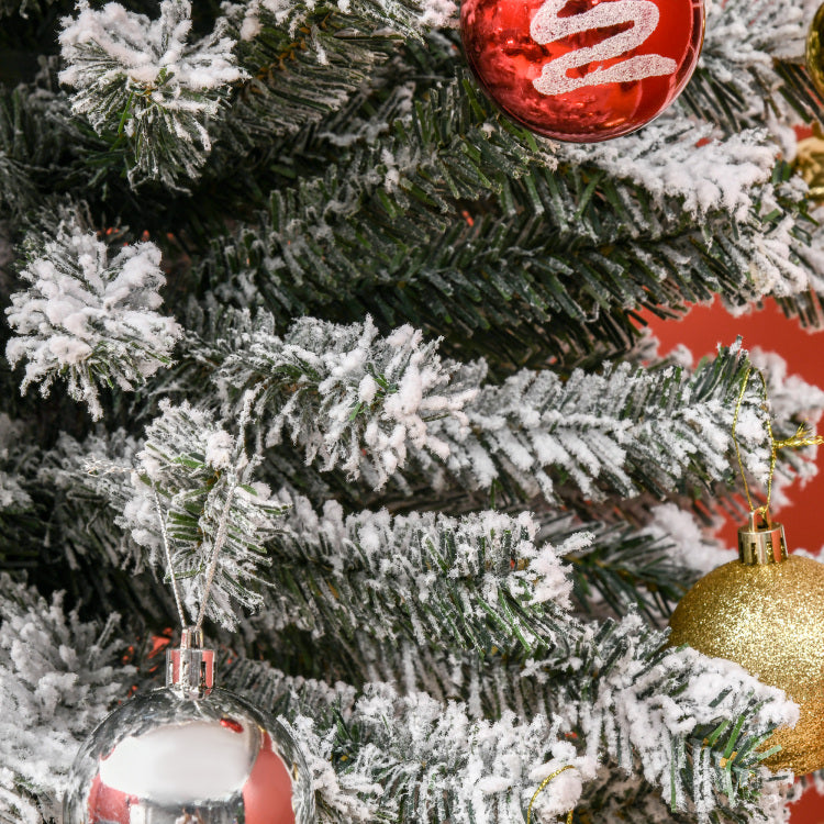 Homcom 9' Tall Unlit Snow Flocked Slim Artificial Christmas Tree With Realistic Branches And 1014 Tips