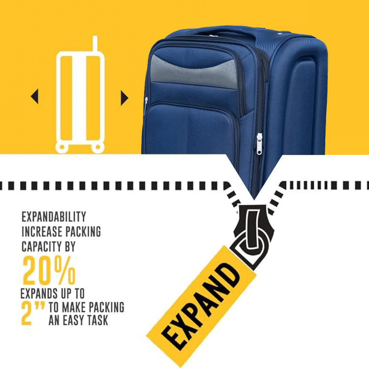 20 24 Travel Case Two Piece Suitcase Set Oxford Trolley Case Without Password Lock Universal Wheel Oxford Cloth Backpack Blue