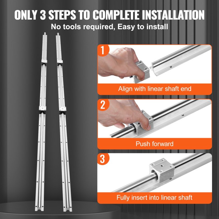 Linear Guide Rail Set, Sbr16 2000Mm, 2 Pcs 78.7 In 2000 Mm Sbr16 Guide Rails And 4 Pcs Sbr16Uu Slide Blocks, Linear Rails And Bearings Kit For Automated Machines Diy Project Cnc Router Machines