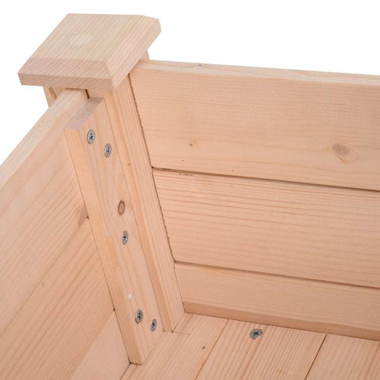 Outsunny Raised Garden Bed With Legs, 34" X 18" X 30", Elevated Wooden Planter Box, Self Draining With Bed Liner For Vegetables, Herbs, And Flowers Backyard, Patio, Balcony Use, Natural