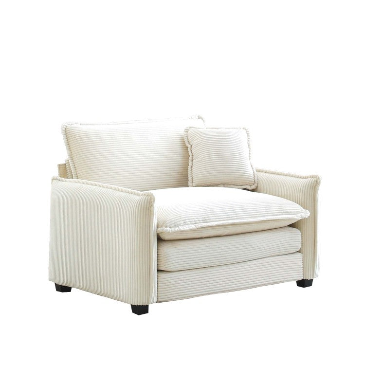 Comfortable Single Deep Seat Sofa With One Pillow, Suitable For Living Room And Bedroom, Club Multiple Occasions,Beige Corduroy