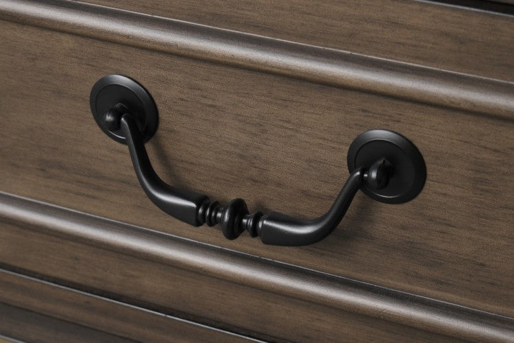 Transitional Style Chest 1Pc French And English Dovetail Drawer Knobs And Hanging Pulls Metal Side Glides Dark Walnut Finish Bedroom Furniture