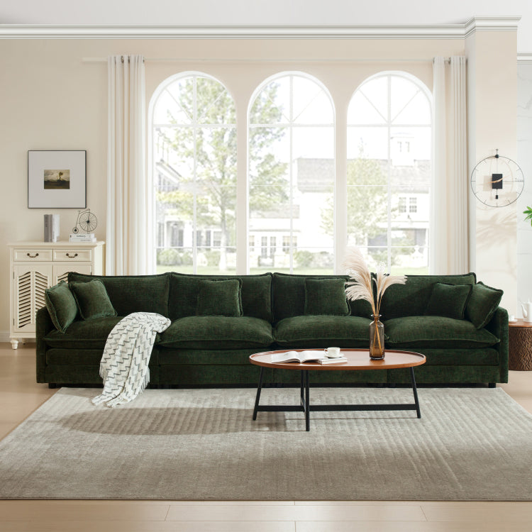 Free Combination Modular Sofa Free,4 Seater Sofa Comfy Chenille Fabric,Sectional Sofa Couch,Green Chenille