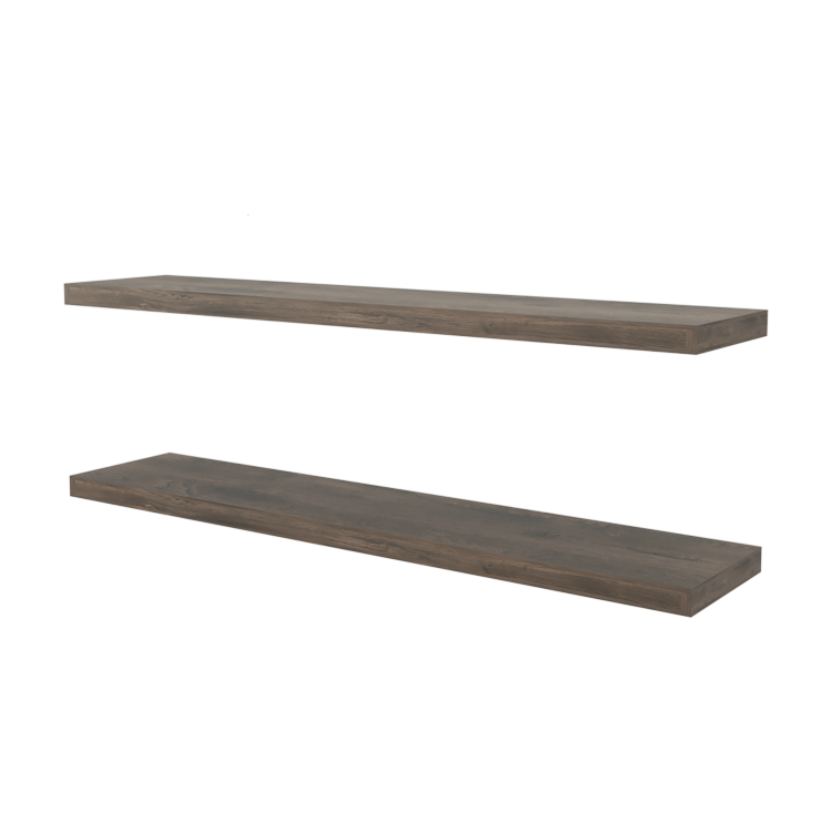 Dark Brown Floating Shelf In Melamine, Set Of 2