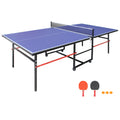 8Ft Mid Size Table Tennis Table Foldable & Portable Ping Pong Table Set For Indoor Games With Net, 2 Table Tennis Paddles And 3 Balls
