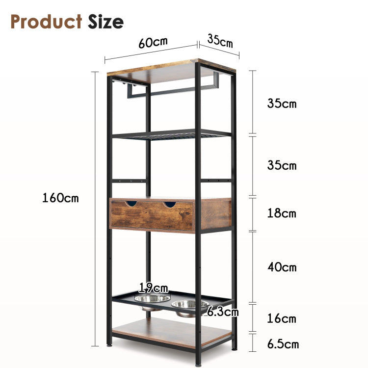 Dog Feeding Station,3 Height Adjustable Raised Dog Bowls, Dog Feeder Station For Large Medium Dogs Cats, Dog Storage With Shelves